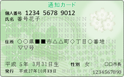 개인번호 통지카드（앞면/뒷면）